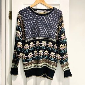 Western Collection wool sweater with ornate flowered patter.